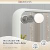 Picture of Keonjinn Large Vanity Mirror with Lights, 15 Replaceable Bulbs Hollywood Makeup Mirror with 2 Replacement Bulbs, 3-Color Lights, Aluminum Metal Frame, USB Charging Port, 23" x 18" White Lighted Mirror