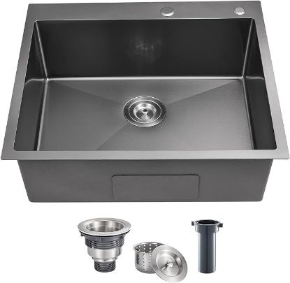 Picture of POPFLY( 25×18*9) Inch Drop In black Kitchen Sink