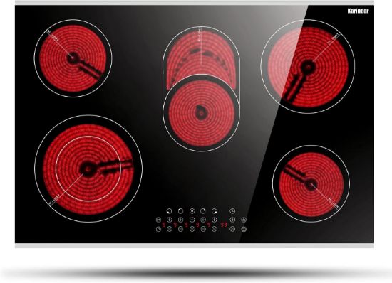 Picture of Karinear 8400W 30 Inch Electric Cooktop 5 Burners Ceramic Cooktop