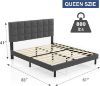 Picture of Molblly Queen Bed Frame Upholstered Platform with Headboard and Strong Wooden Slats