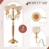 Picture of Tessco 2 Pcs Gold Candelabras Centerpieces 29.5 Inch Tall 5 Arm Crystal Gold Candle Holders