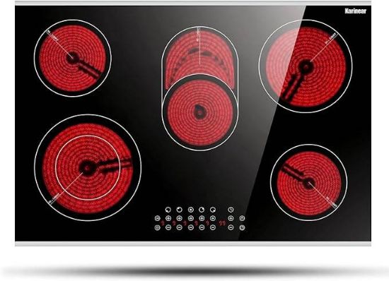 Picture of Karinear 8400W 30 Inch Electric Cooktop 5 Burners Ceramic Cooktop