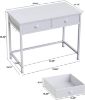 Picture of Vanity Mirror with Lights, 18" LED Lighted +White Desk with 2 Fabric Drawers