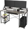 Picture of TOPSKY Compact Computer Desk with Storage Espresso gray