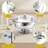Picture of Chafing Dish Buffet Set 6 Packs, 5 QT Stainless Steel Round Chafing Dishes with Glass Lid 