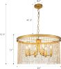 Picture of Wellmet 24" Gold Drum Crystal Chandelier, 6-Light Round Ceiling Hanging Light