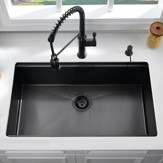 Picture of SOMRXO( 32"W x 19"D x10"H )Inch Black Undermount Workstation Kitchen Sink With Accessories
