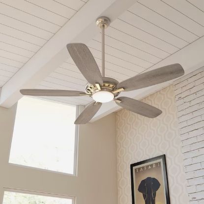 Picture of Minka Indoor Ceiling Fan Baskinville 52" with LED Light and Remote (5-Blade)