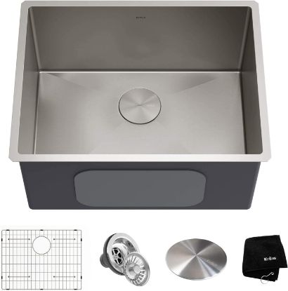 Picture of Kraus KHU101-24L Standart PRO 24-inch Undermount 16 Gauge Single Bowl Laundry and Utility Sink, 24 Inch, Tight Radius