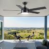 Picture of POCHFAN 52" Black Ceiling Fans with Lights and Remote Control, LED Ceiling Fan Dimmable 3-Color 6-Speed