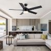 Picture of POCHFAN 52" Black Ceiling Fans with Lights and Remote Control, LED Ceiling Fan Dimmable 3-Color 6-Speed