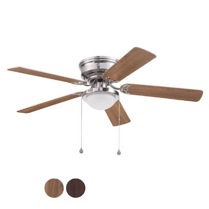 Picture of Harbor Breeze Armitage 52-in Brushed Nickel with Toffee/Cocoa Blades LED Indoor Flush Mount Ceiling Fan with Light (5-Blade)