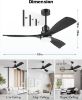 Picture of Indoor/Outdoor 52", 3 Blades Ceiling Fans with Lights and Remote, Modern Noiseless Reversible DC Motor, Wood Fan for Farmhouse