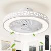 Picture of JUTIFAN Ceiling Fan with Lights Remote Control, 19" Modern Low Profile Ceiling Fan with 3 Color Changing, Enclosed Ceiling Fan Led Fan Lights with Timing for Bedroom, Living Room