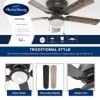 Picture of Harbor Breeze Armitage 52-in Matte Black with Black/Cocoa Blades LED Indoor Flush Mount Ceiling Fan with Light (5-Blade)