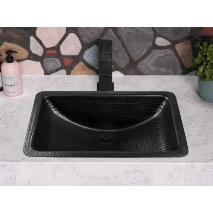 Picture of Aluminum Hand Hammered Venetian Dual Mount Bathroom Vanity Sink 21", Black ($140 on Amazon)