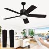 Picture of Indoor/Outdoor 52" Black Ceiling Fans,5-Blades with Remote, Adjustable Lights, 6 Speed Reversible DC Motor, For Patio Bedroom Porch