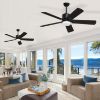 Picture of Indoor/Outdoor 52" Black Ceiling Fans,5-Blades with Remote, Adjustable Lights, 6 Speed Reversible DC Motor, For Patio Bedroom Porch