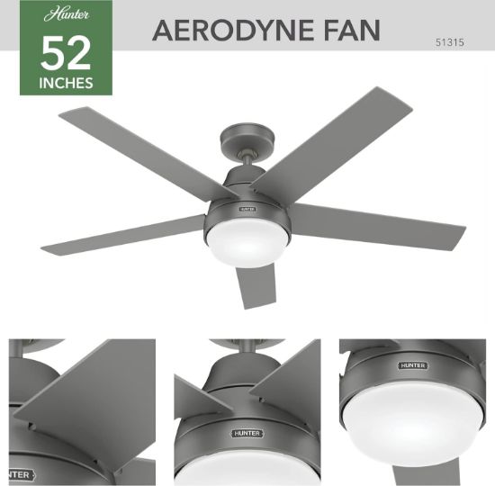 Picture of 52" Hunter Aerodyne 5-Blades Ceiling Fan, with Remote, Multi-Speed Reversible, LED Light Kit ($150 on Amazon)