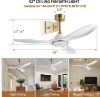 Picture of 52" Modern Ceiling Fan, 6-Speed, Lights Remote Control, 3-Blade, Quiet Motor, High CFM