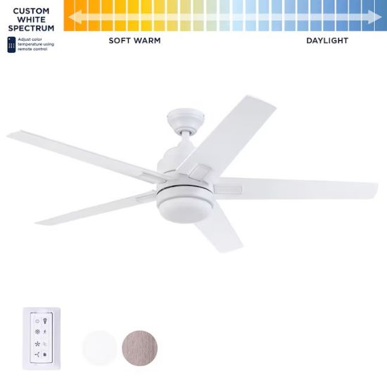 Picture of Harbor Breeze Flanagan II 52-in White Color-changing Indoor Ceiling Fan with Light and Remote (5-Blade)